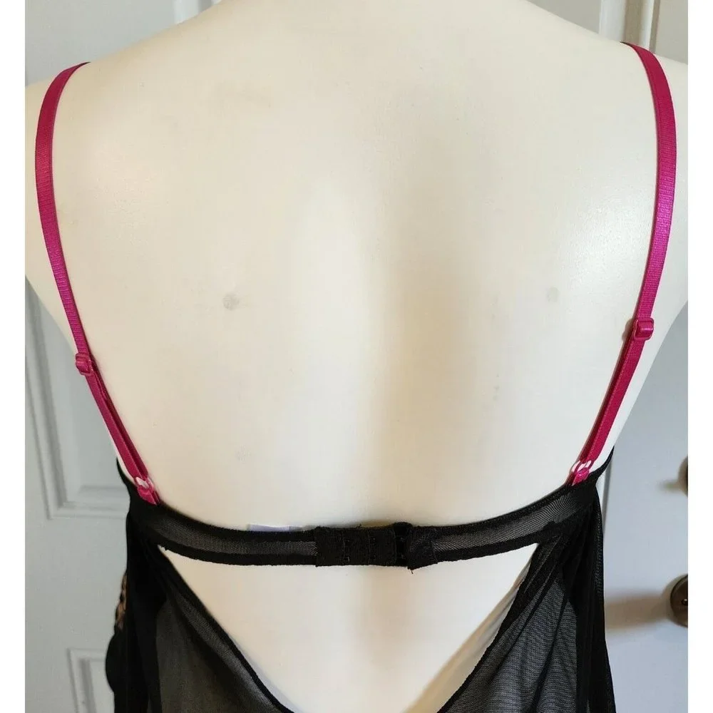 NEW Spree‎ Intimates Women's Lingerie Babydoll Open Top Woth Matching Thong Sz L